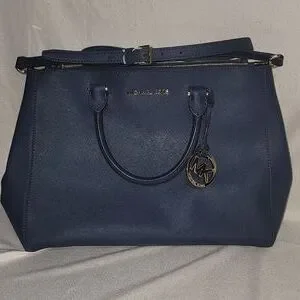 Michael kors sutton saffiano blue leather satchel sale